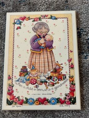Vintage Mary Englebreit colorplak “when a child is born”